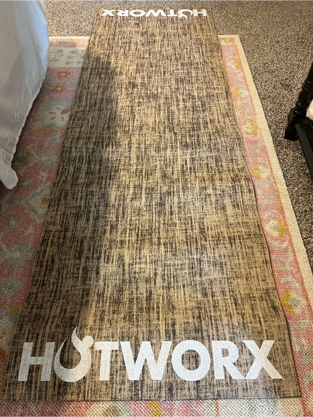Hotworx Branded Gray-Beige Yoga Mat and Grippy Towel